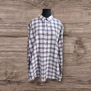 UNTUCKit White, Blue And Red Plaid Long Sleeve Shirt Size XXL